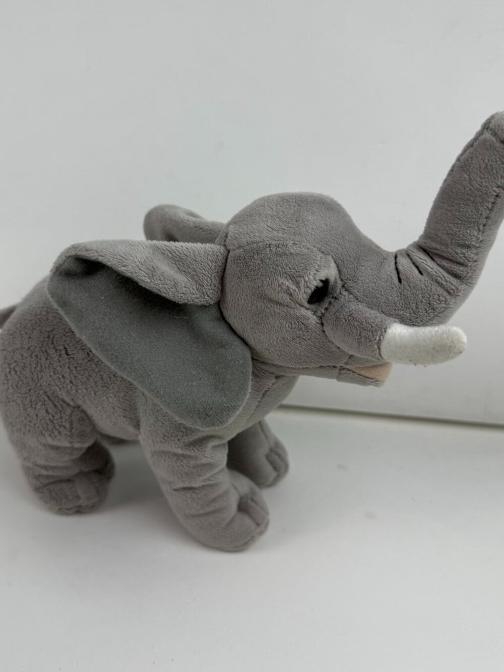 Wild Republic Gray African Elephant Plush Stuffed Animal Toy Trunk Up 8" Tusked